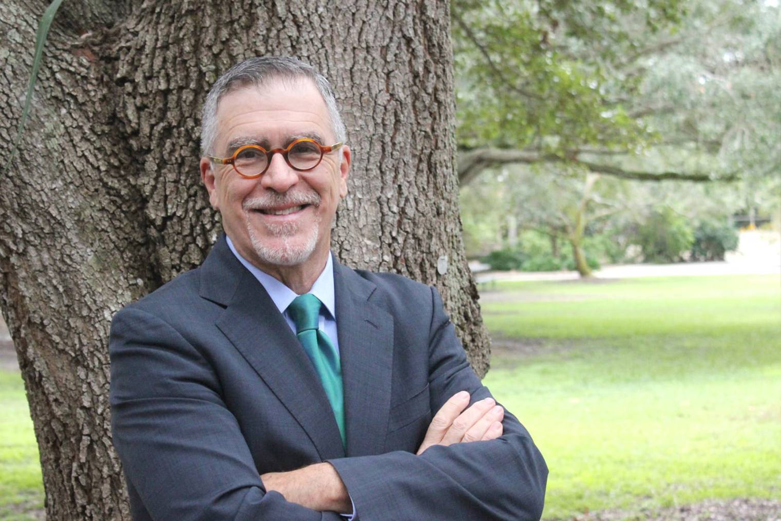 Dr. Damian J. Fernandez in the academic quad at Eckerd College