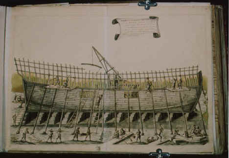 Recreacin de una fragata. 1717, 1750.