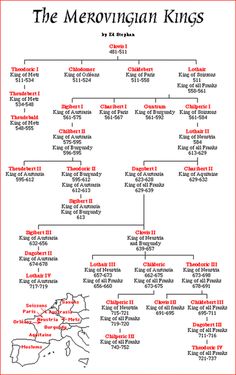 The Merovingian Kings Genealogy Chart, Family Genealogy, Genealogy Research, Genealogy Sites, Royal Family Trees, Carolingian, European History, French History, Rei